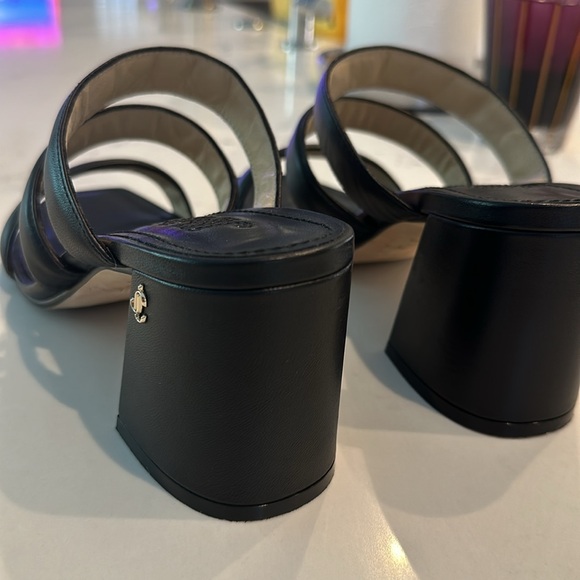 New sz 8-8.5 / 39 Jimmy Choo Black Leather Auna Mule Open Toe Sandal Shoes - Picture 13 of 16